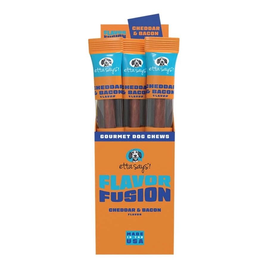 Etta Says Flavor Fusion Gourmet Cheese and Bacon Dog Chews - 1.75 Oz - 12 Pack