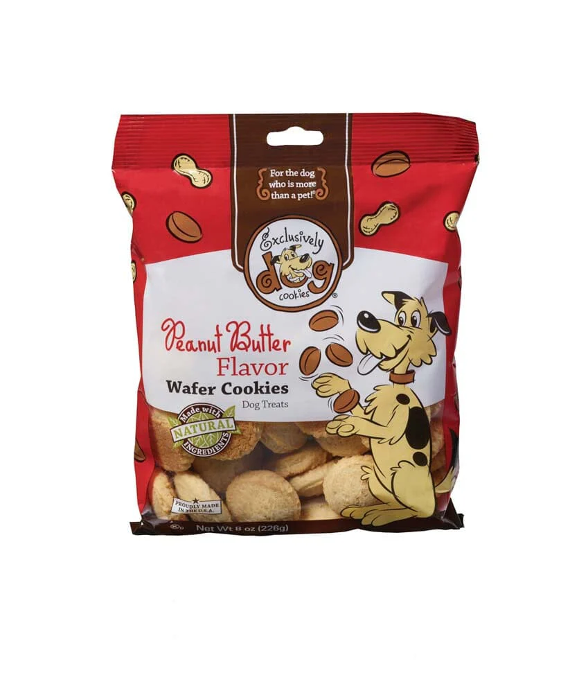 Exclusively Pet Peanut Butter Flavor Wafer Cookies Dog Treats - 6 Oz