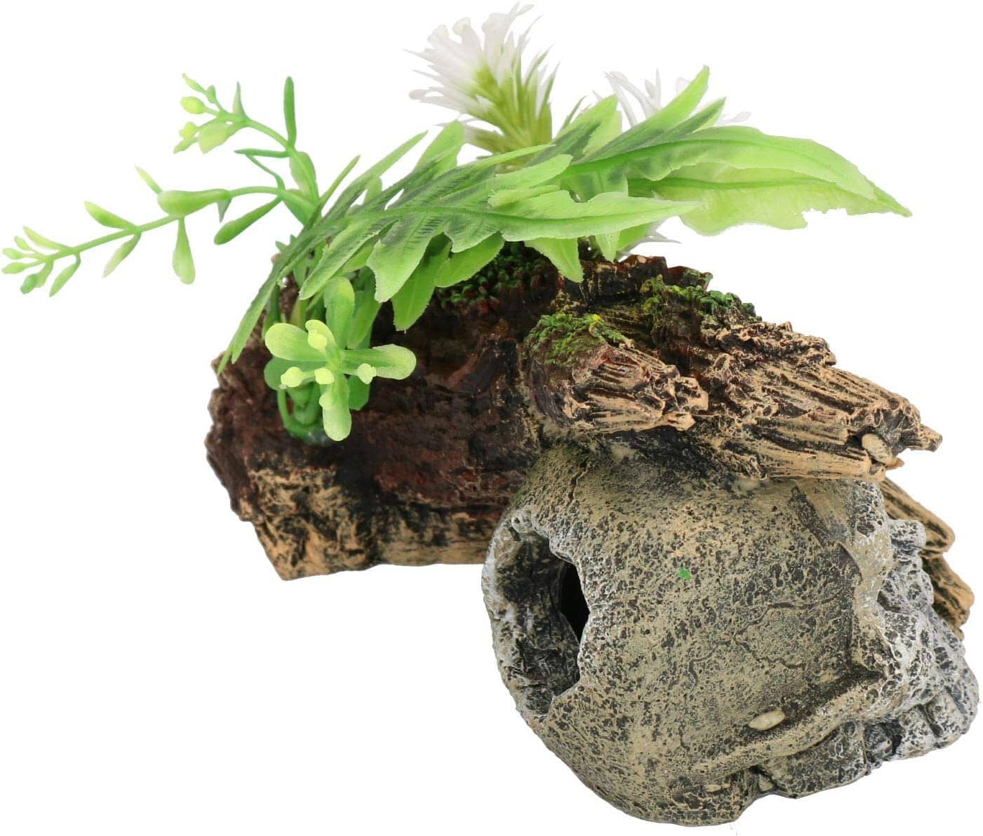 Exotic Environments Skull Hideaway with Plants Resin Aquatics Decoration - Natural - Medium - Image 3