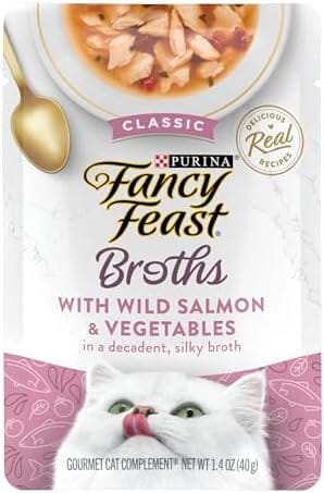 Fancy Feast Classic Broths with Wild Salmon & Vegetables Supplemental Cat Food Pouches