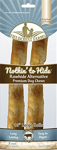 Fieldcrest Farms Nothin' To Hide Rawhide Alternative Rolls Natural Dog Chews - Beef - 10 In - 2 Pack