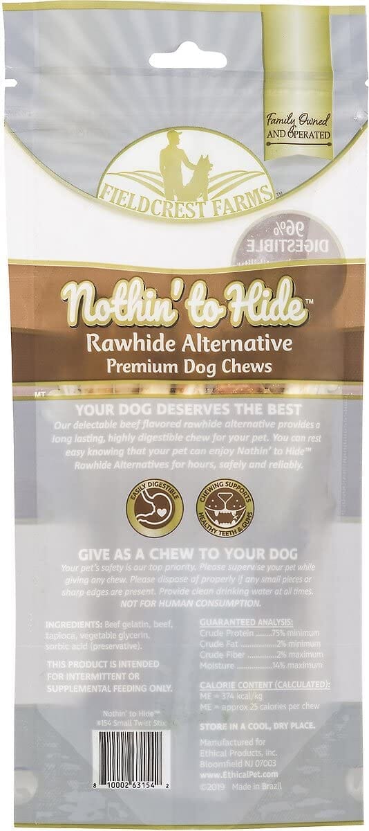 Fieldcrest Farms Nothin' To Hide Rawhide Alternative Twist Stix Natural Dog Chews - Beef - Small - 10 Pack - Image 9