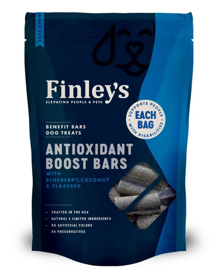 Finley's Anti-oxidant Boost Bars with Blueberry Coconut and Flaxseeds Soft Dog Chew Bars - 6 Oz