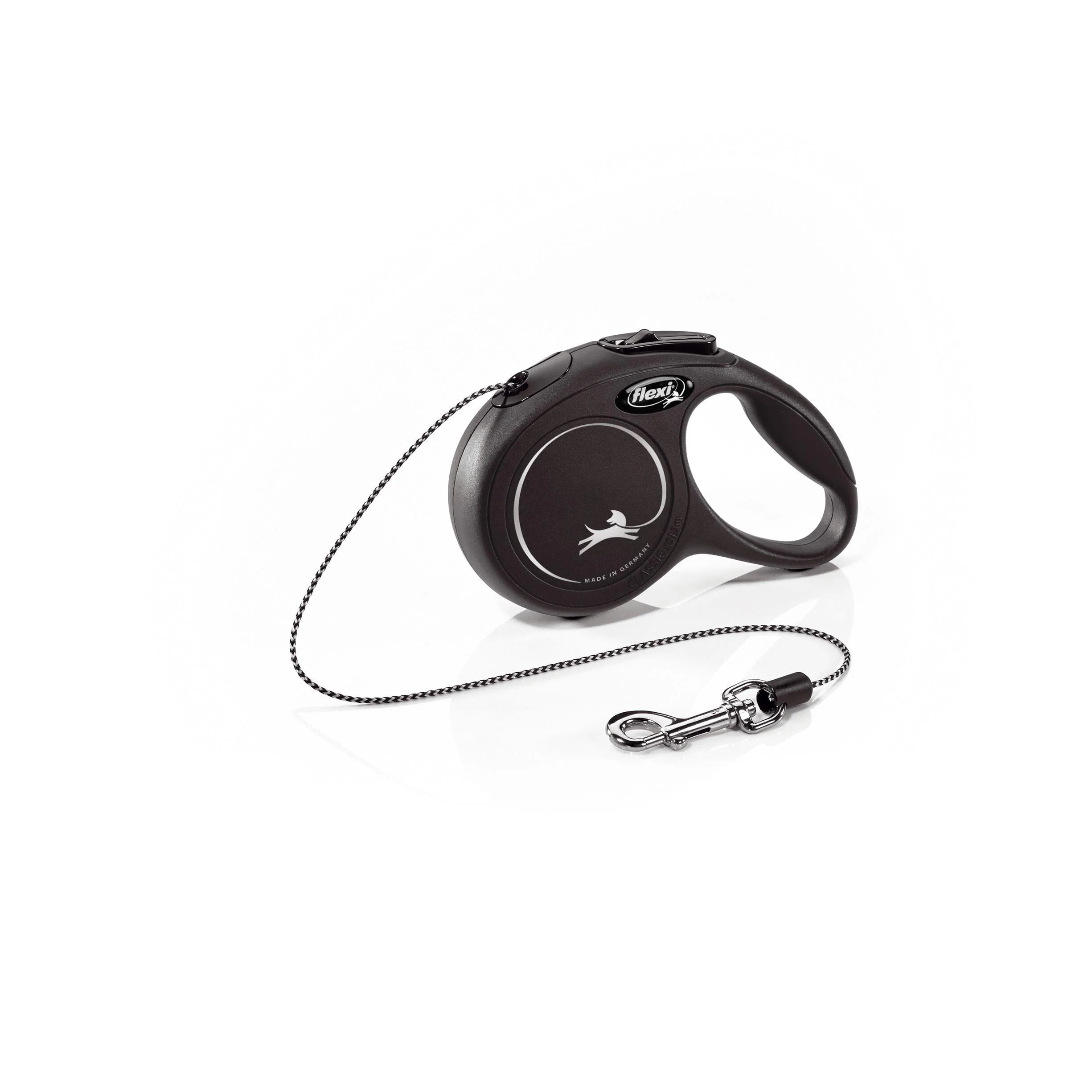 Flexi Classic Cord Retractable Dog Leash - Black - Medium - 16 Feet