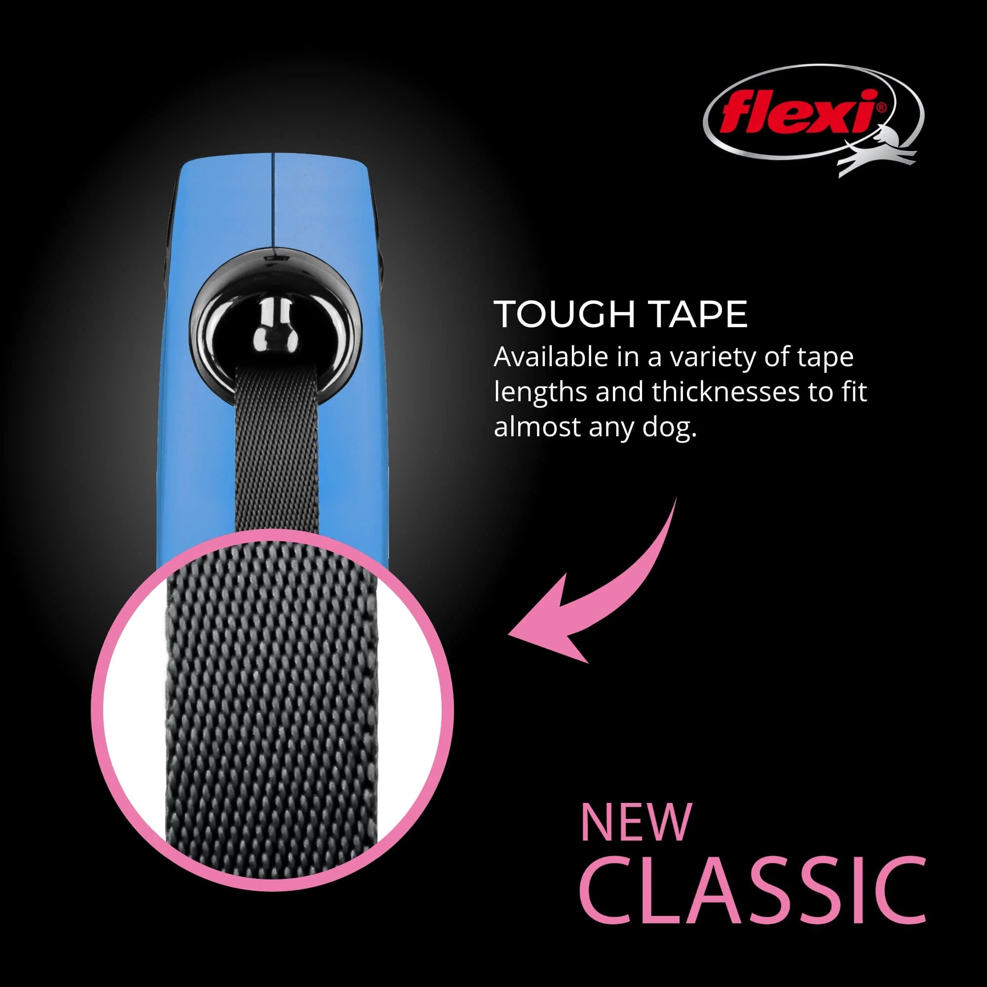 Flexi Classic Tape Rectractable Dog Leash - 110 Lbs - Blue - Large - 16 Feet - Image 3
