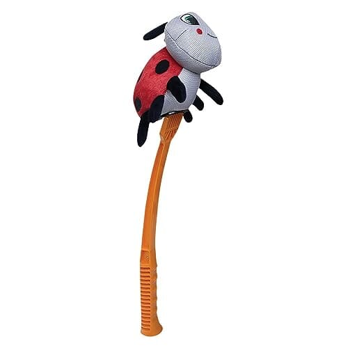 Flingerz Fling and Fetch Launcher Interactive Dog Toy with Nylon Squeaking Lady Bug