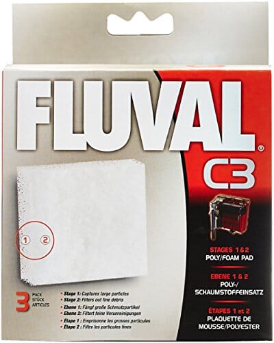 Fluval Poly Foam Pad Replacement Filter Media for C3 Aquarium Power Filter - 3 Pack
