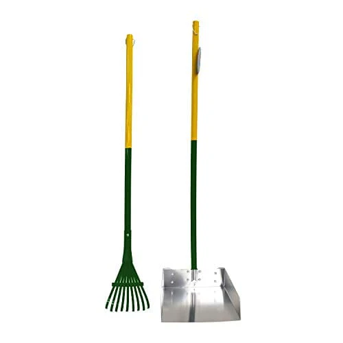 Four Paws Pooper Scooper Rake Set Dog Waste Pick Up - Yellow and Green - Large