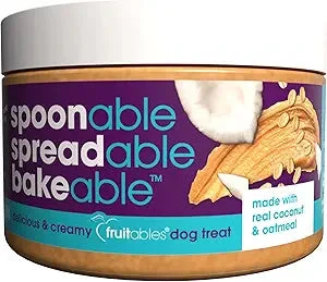 Fruitables Spreadable 100% Natural Human-Grade Oatmeal and Coconut Creamy Dog Treats - 7 Oz - Case of 6