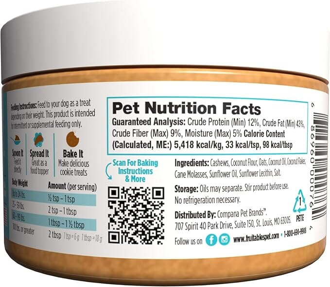 Fruitables Spreadable 100% Natural Human-Grade Oatmeal and Coconut Creamy Dog Treats - 7 Oz - Case of 6 - Image 2