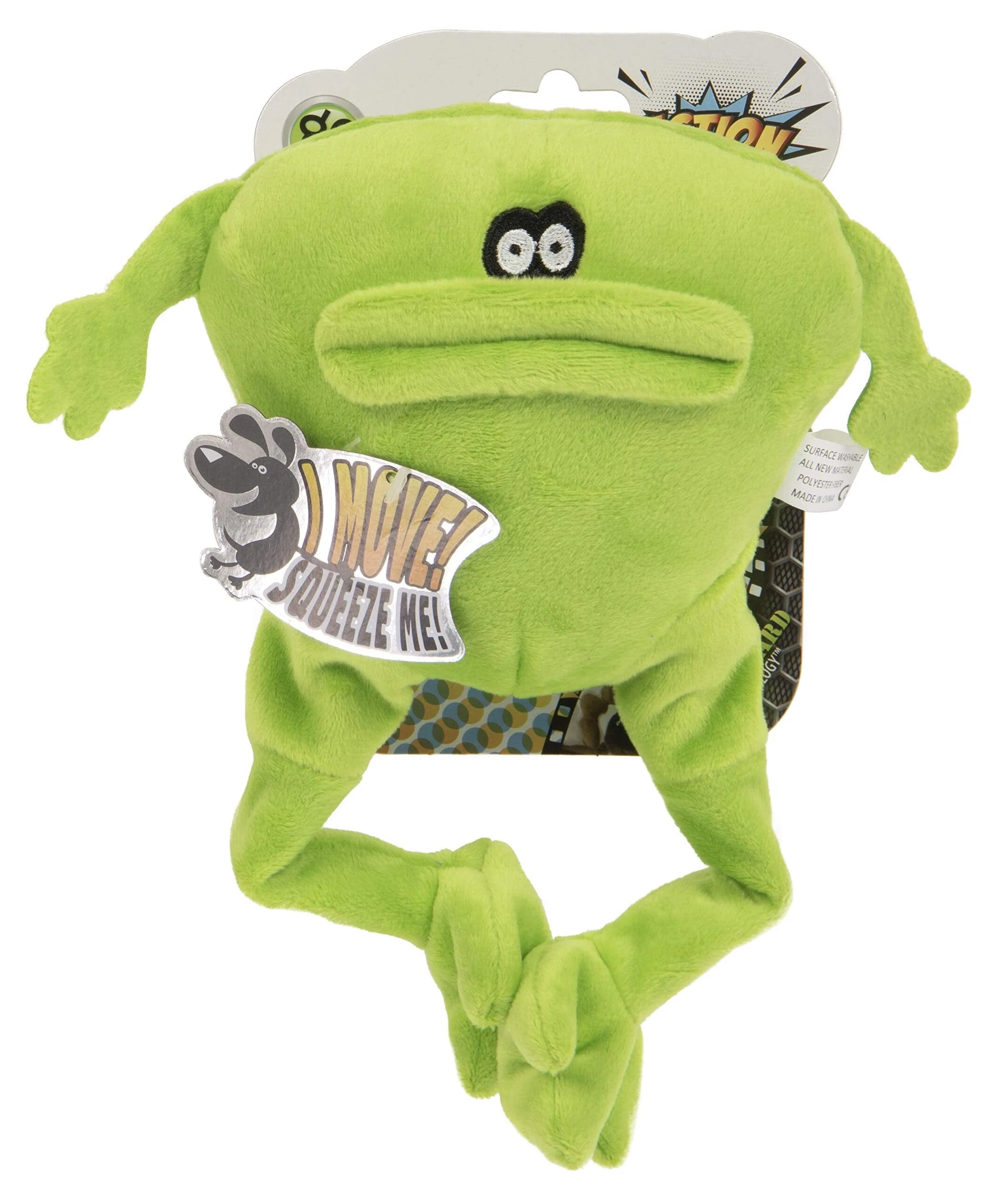 GoDog Action Battery-Free Reacting Squeaky Frog Plush Dog Toy - Green - Image 5