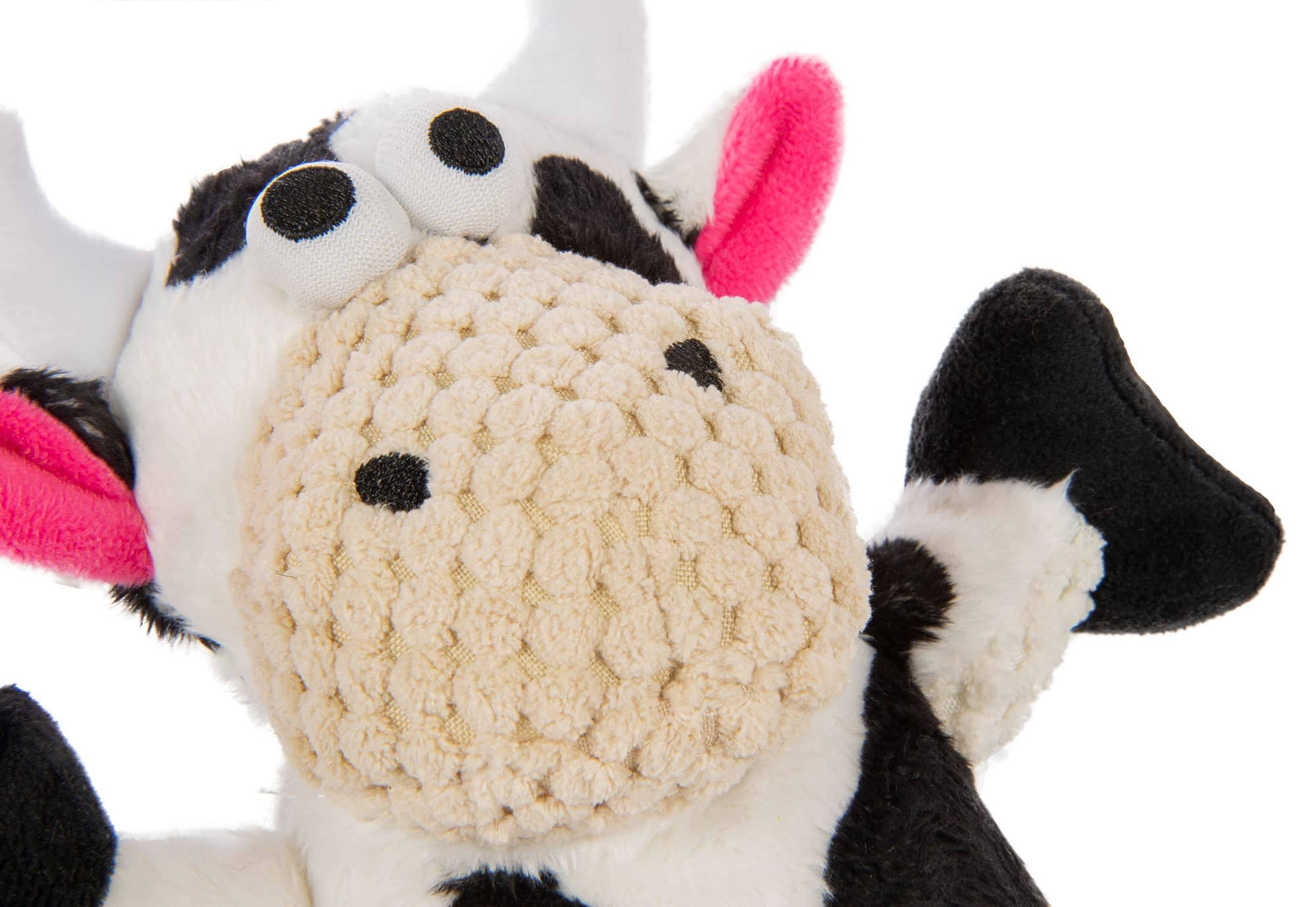 GoDog Barnyard Buddies Cow Squeak and Plush Dog Toy - Black and White - Small - Image 4