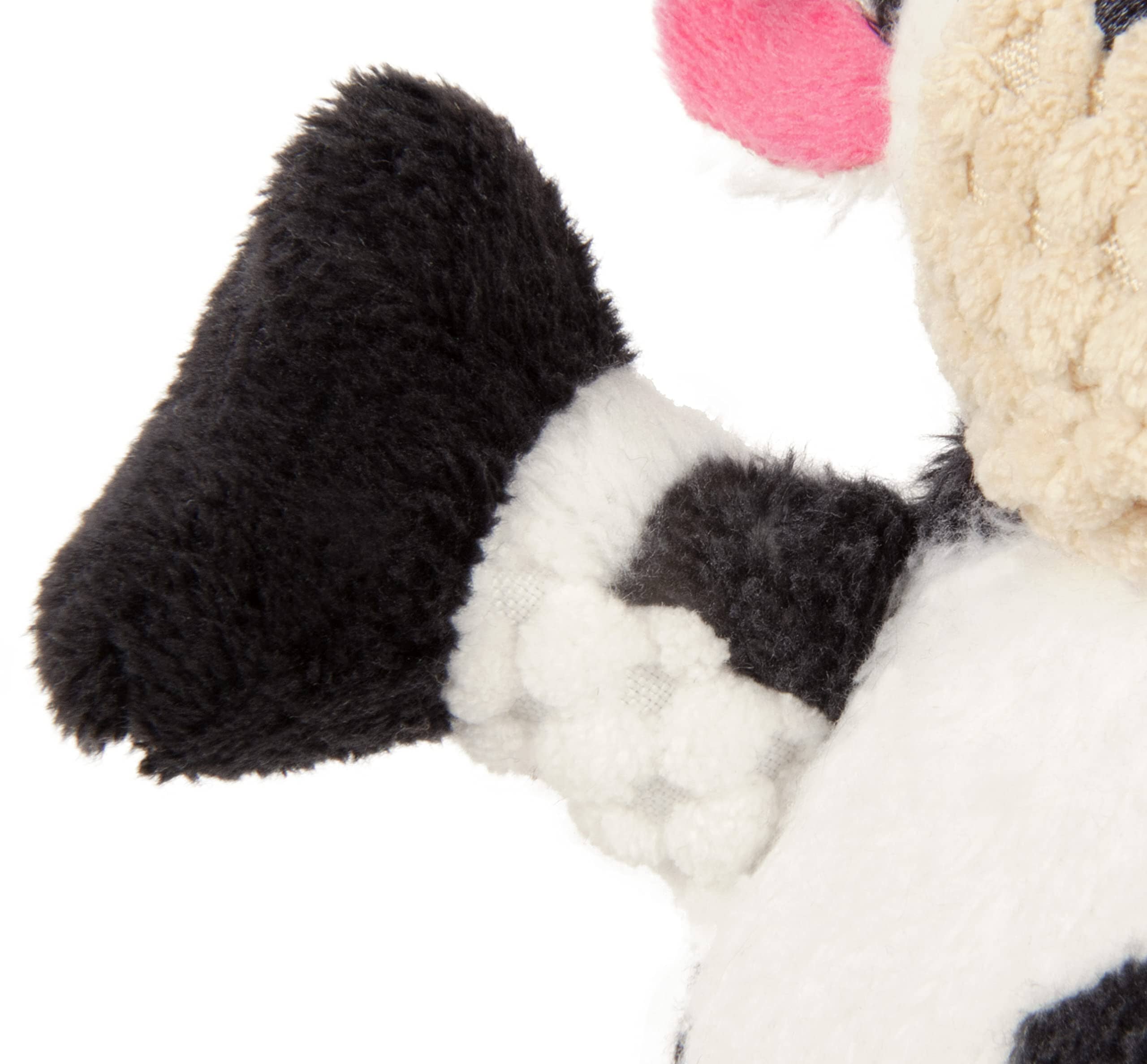 GoDog Checkers Sitting Cow Squeak and Plush Dog Toy with Chew-Guard Tech - Black/White - Mini - Image 5
