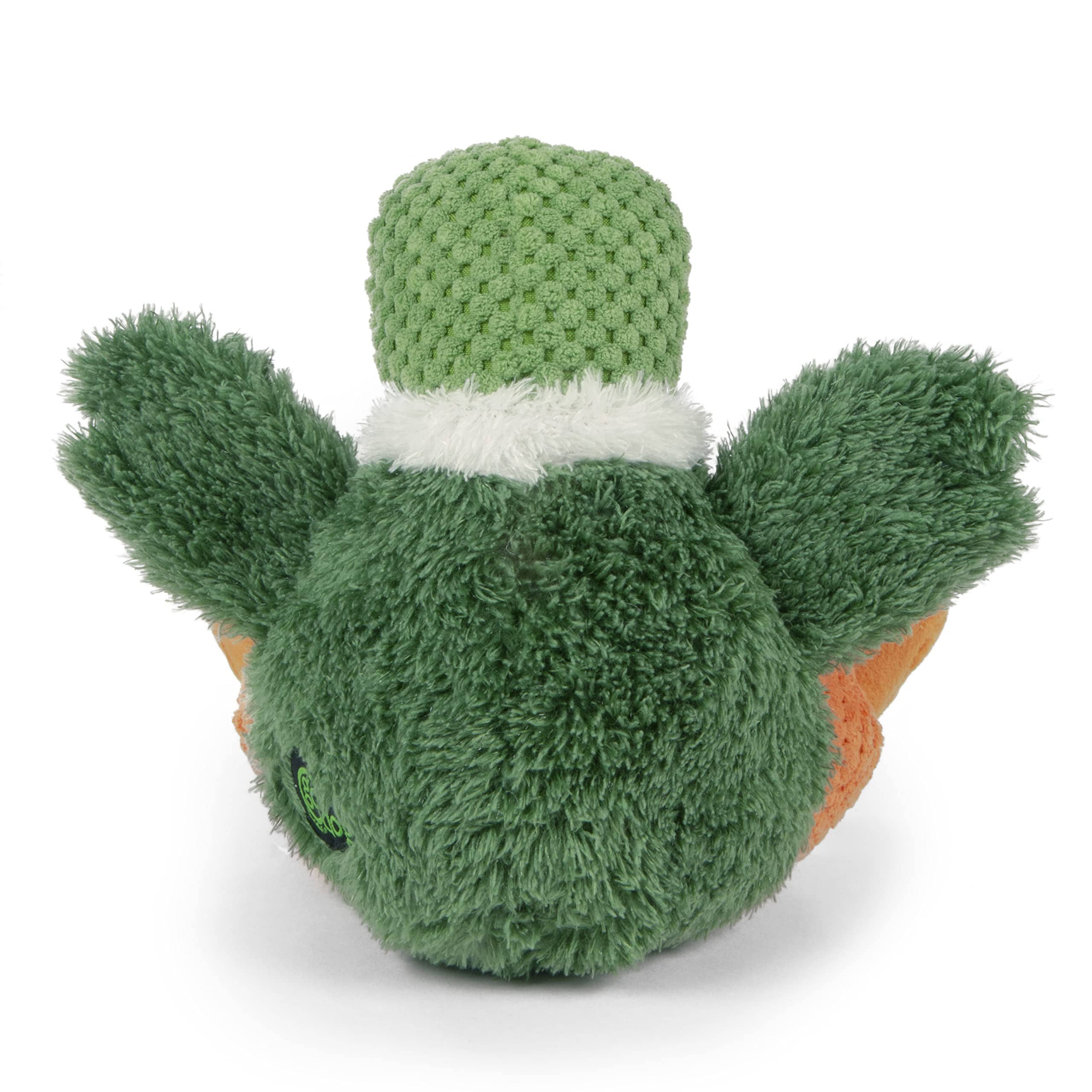 GoDog Checkers Sitting Duck Squeak and Plush Dog Toy with Chew-Guard Tech - Green - Small - Image 3
