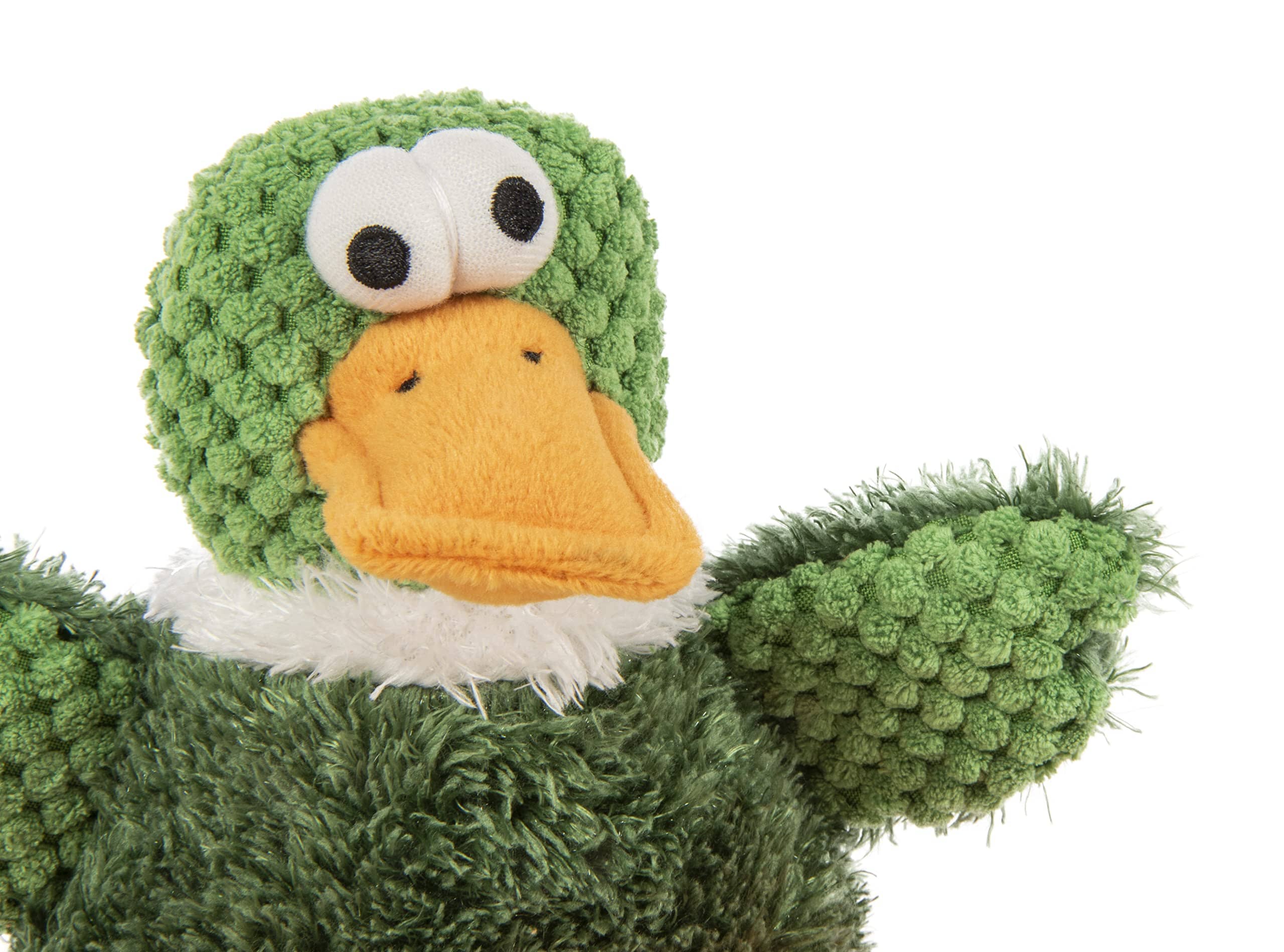 GoDog Checkers Sitting Duck Squeak and Plush Dog Toy with Chew-Guard Tech - Green - Small - Image 5