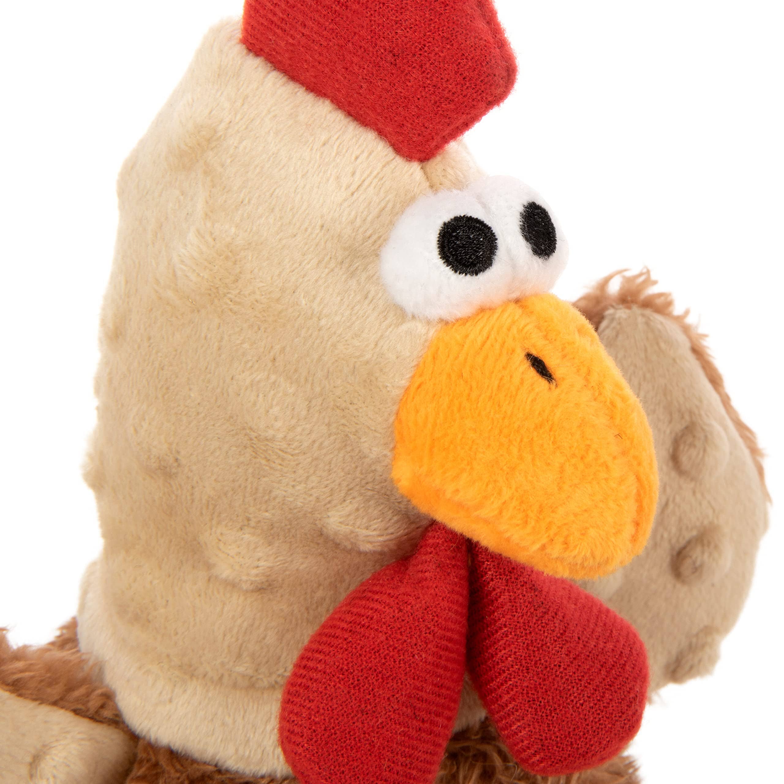 GoDog Fat Rooster Corduroy Squeak and Plush Dog Toy with Chew-Guard Tech - White - Mini - Image 3