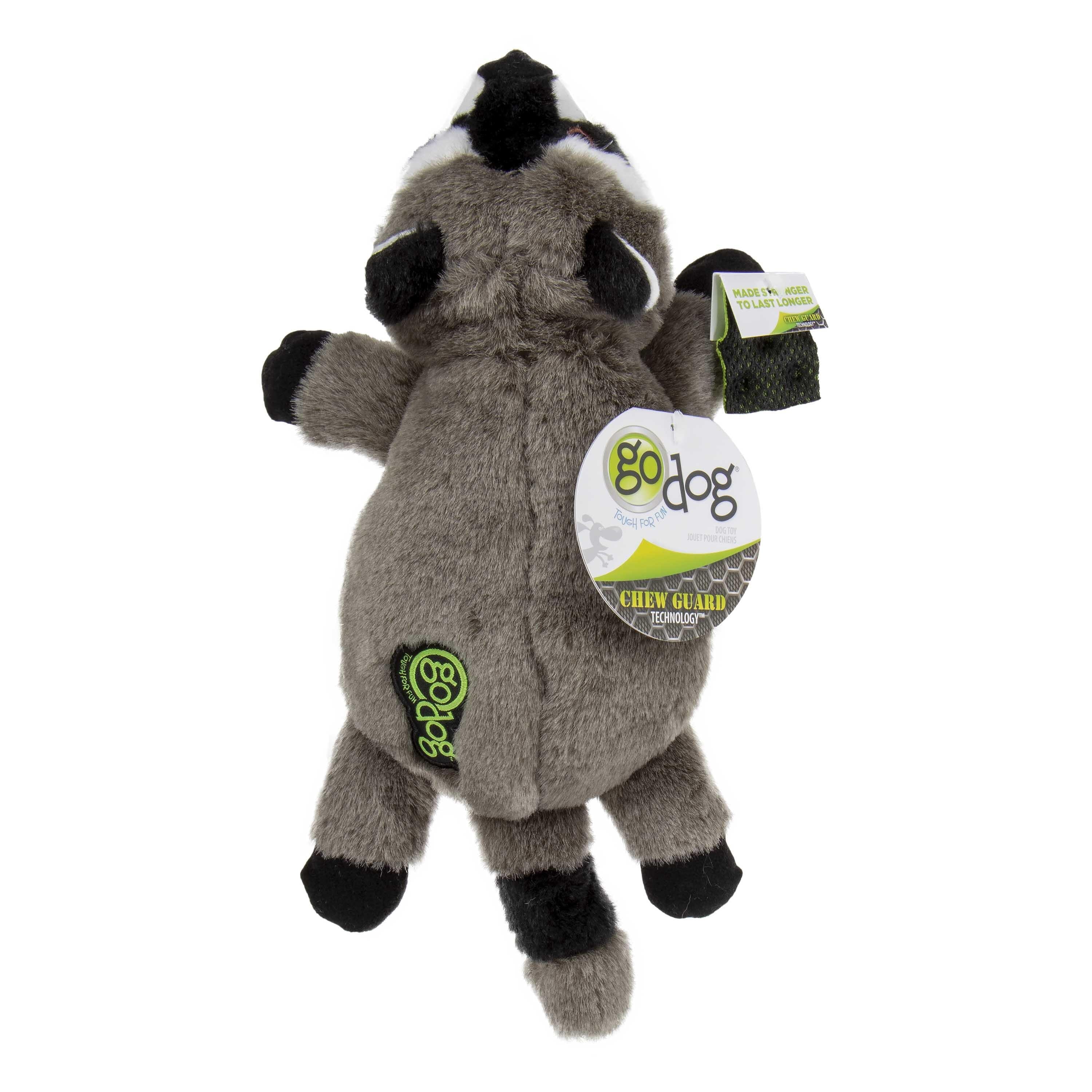 GoDog Flatz Raccoon Squeak and Plush Dog Toy - Large