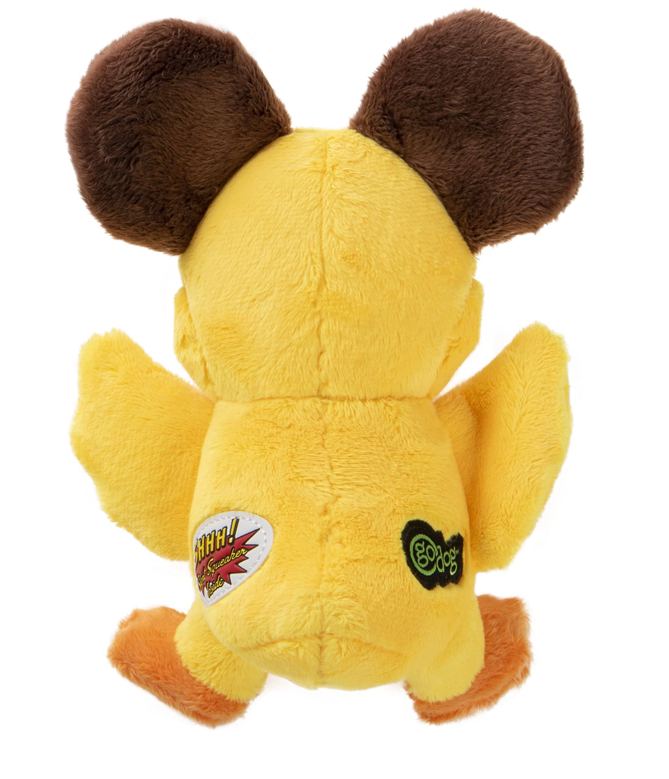 GoDog Mopz Duck Squeak and Plush Dog Toy with Chew-Guard Tech - Yellow - Image 2