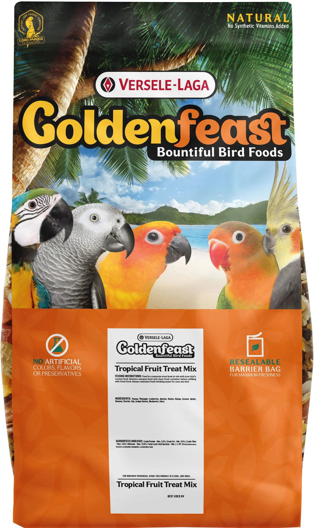 Goldenfeast Tropical Fruit Treat Mix Parrot Bird Food - 17.5 Lbs