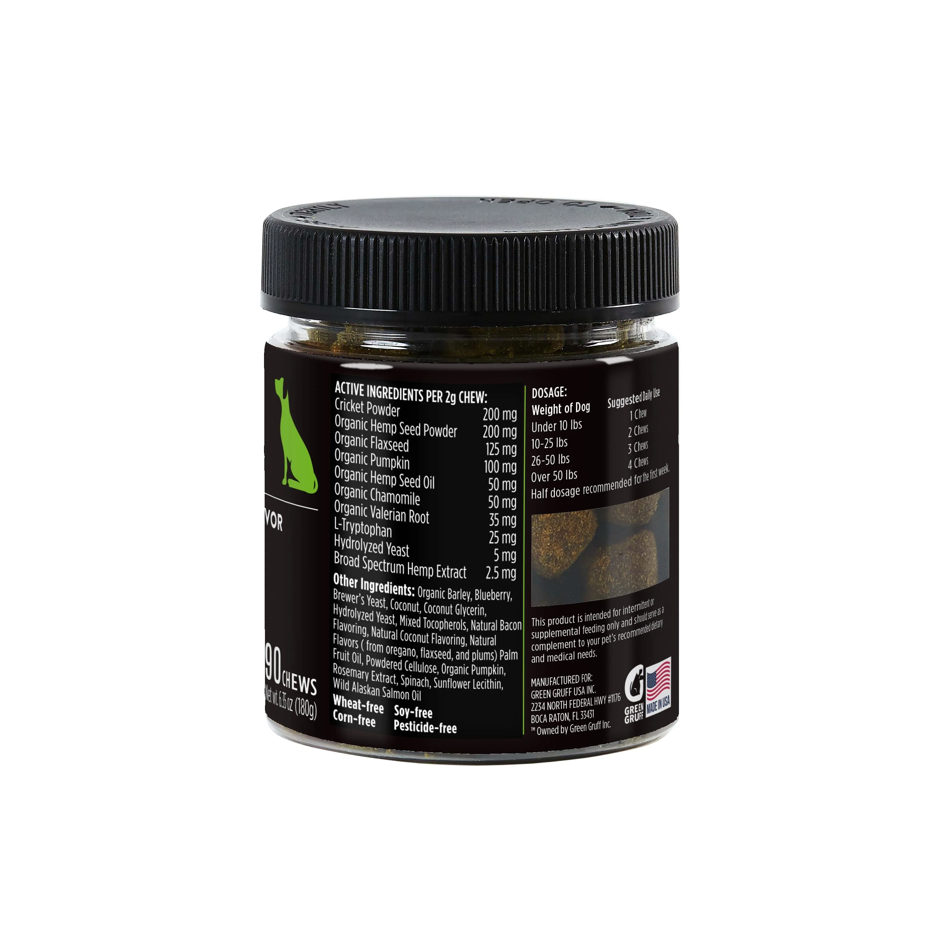 Green Gruff Relax Calm PLUS CBD Dog Supplements - 90 Count - Image 2