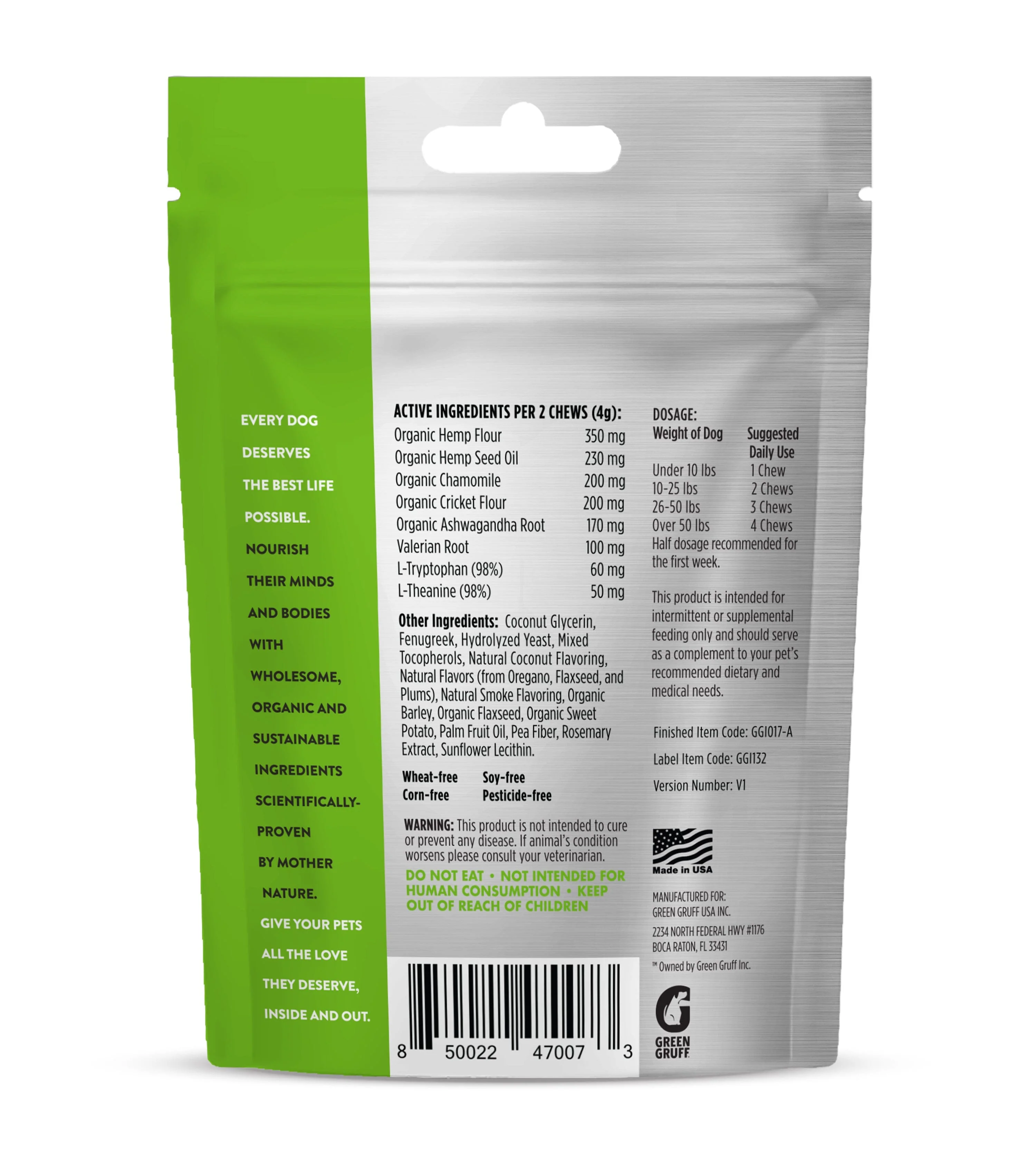 Green Gruff Relax Calming Dog Supplements - 24 Count - Image 2