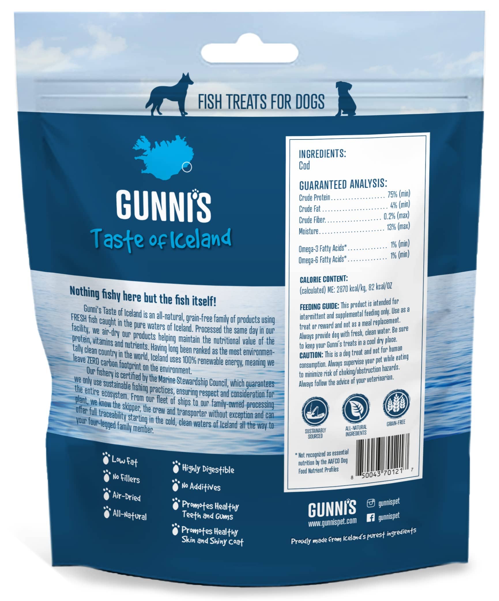 Gunnis Pet Grain-Free Cod Fish Skin Chips Natural Air-Dried Dog Treats - 9 Oz - Image 2