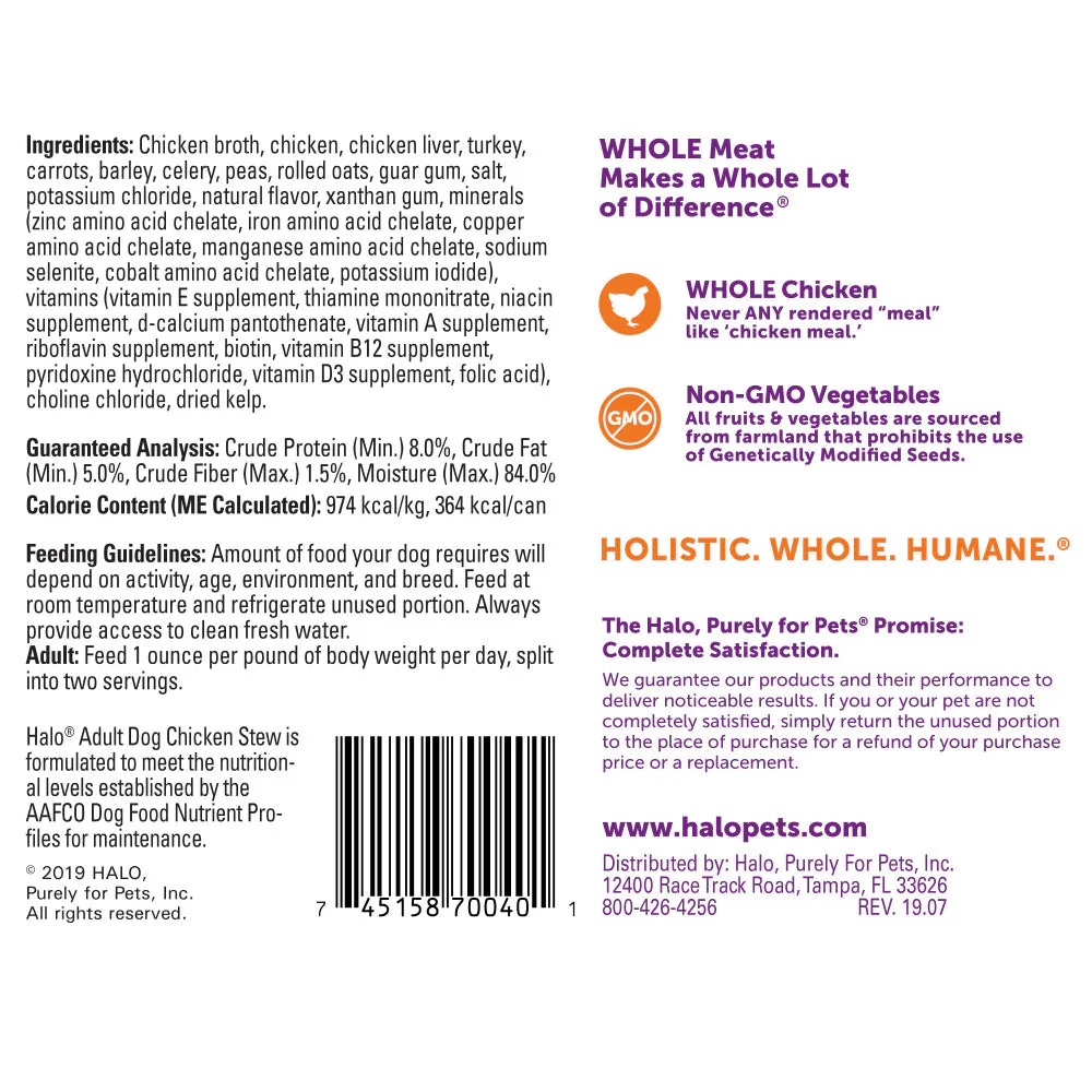 Halo Holistic Adult Chicken Stew Canned Dog Food - Image 3