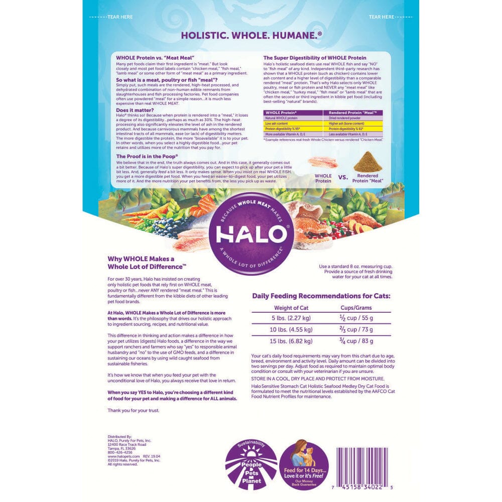 Halo Sensitive Stomach Holistic Seafood Medley Dry Cat Food - Image 7