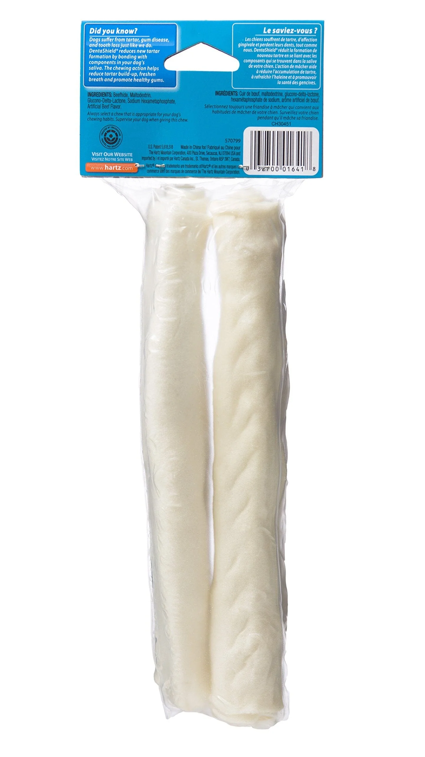 Hartz Mountain Dentist's Best Rawhide Retriever Natural Dog Chews - 8" Inch - 2 Pack - Image 2