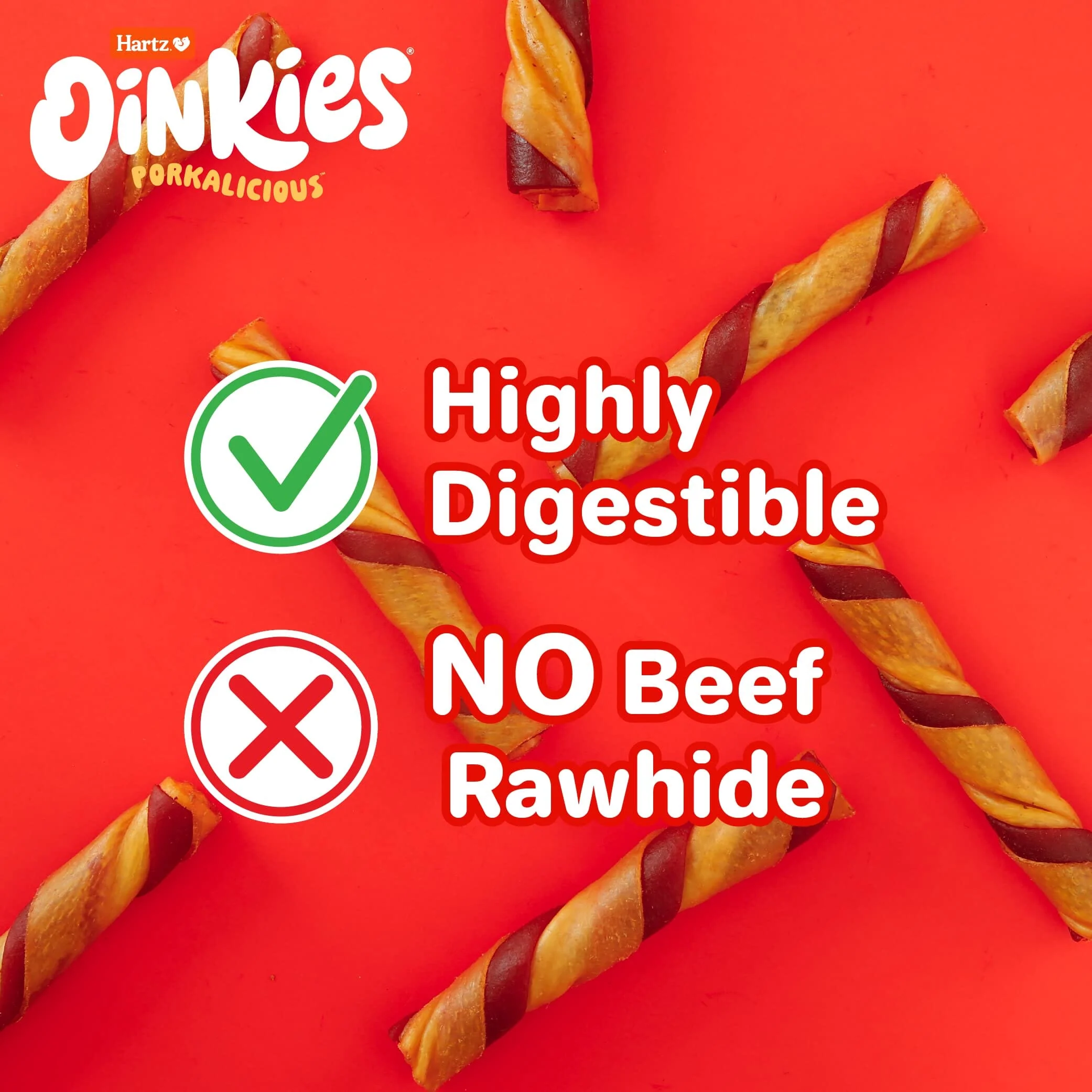 Hartz Mountain Oinkies Rawhide-Free Bacon Wrapped Pork Skin Twists Natural Dog Chews - 8 Pack - Image 6