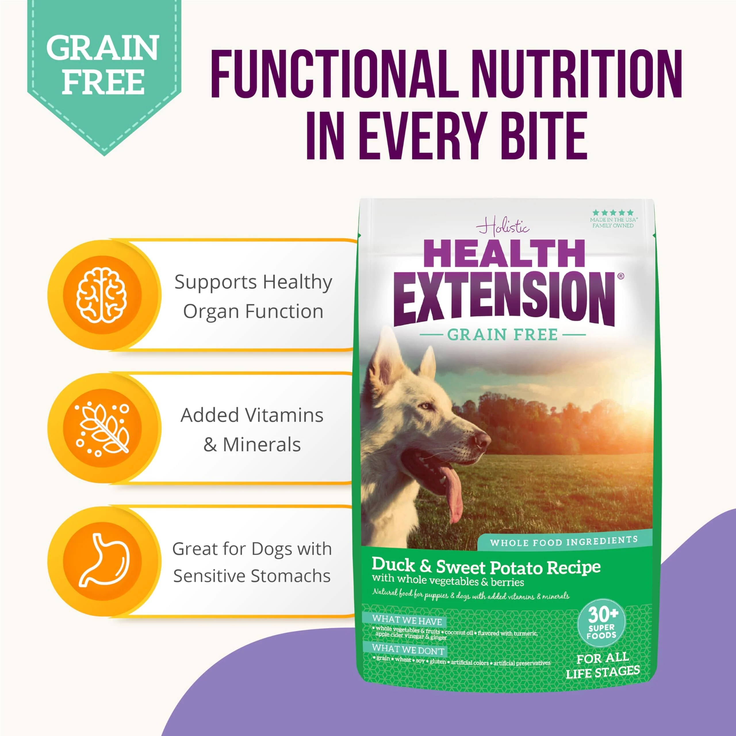 Health Extension Grain-Free Duck Dry Dog Food - 1 Lb - Image 2