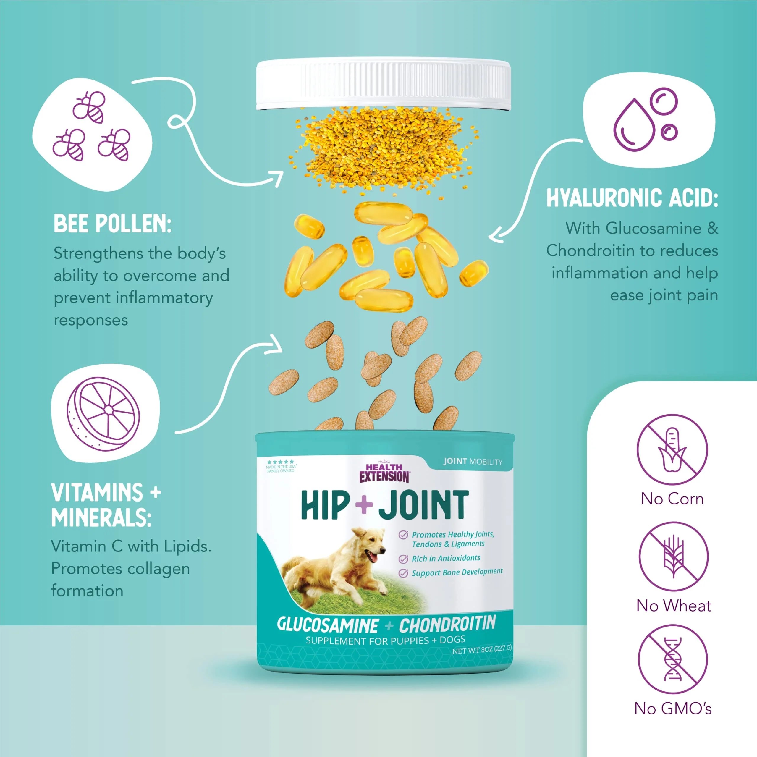 Health Extension Hip and Joint Mobility Support Glucosomine Powder Dog Supplement - 1 Lb - Image 4