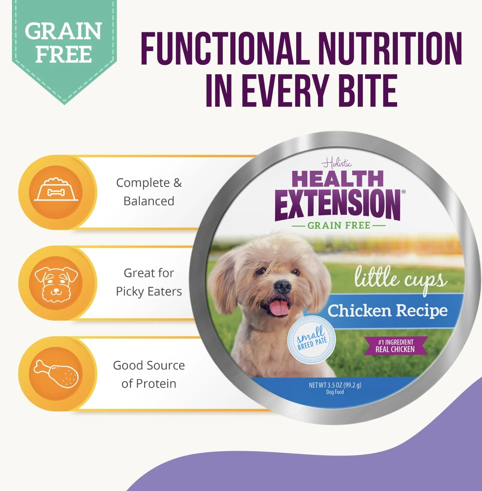 Health Extension Little Cups Grain-Free Chicken Recipe Small-Breed Wet Dog Food Trays - 3.5 Oz - Case of 12 - Image 2