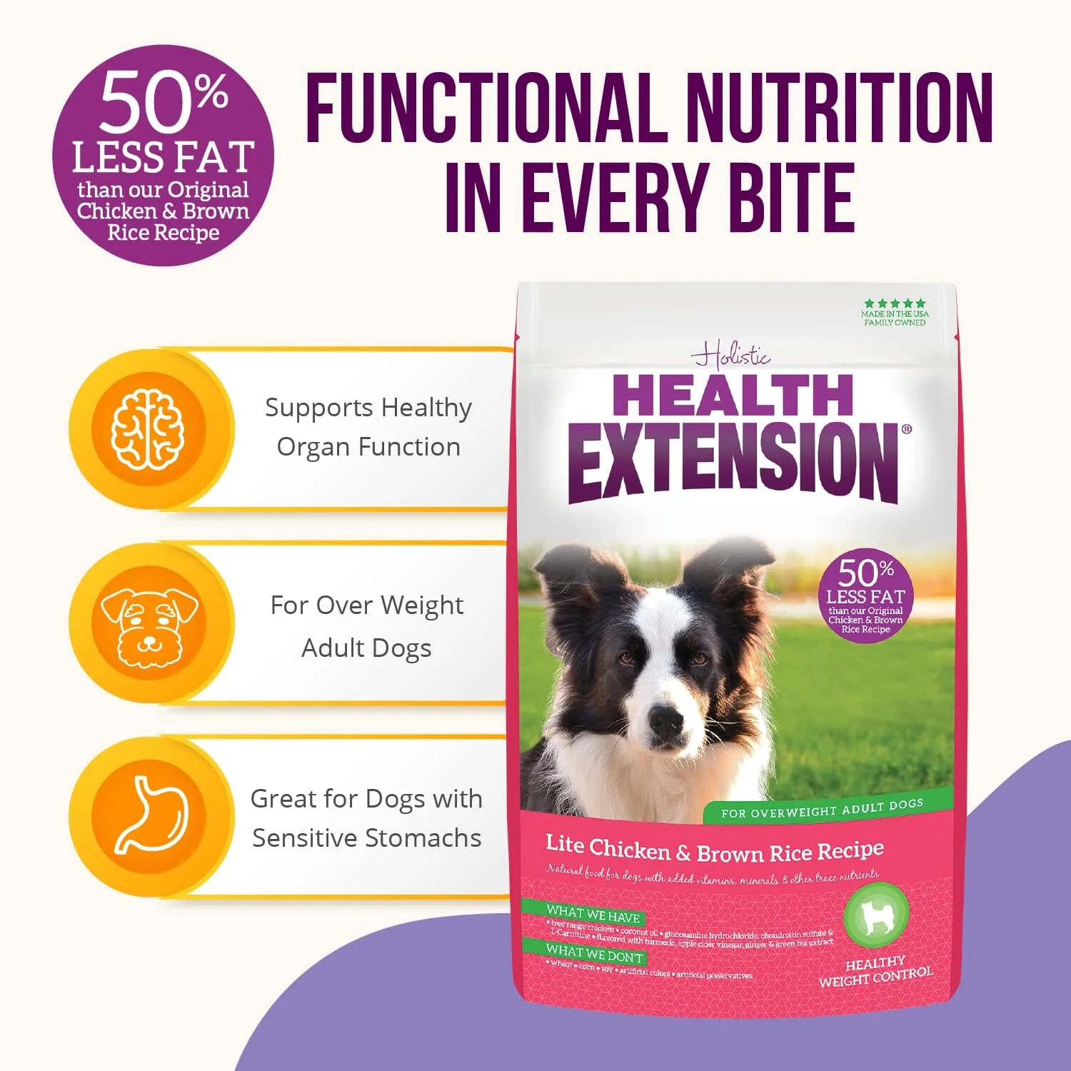 Health Extension Original Chicken and Brown Rice Weight Management Dry Dog Food - 15 Lbs - Image 2