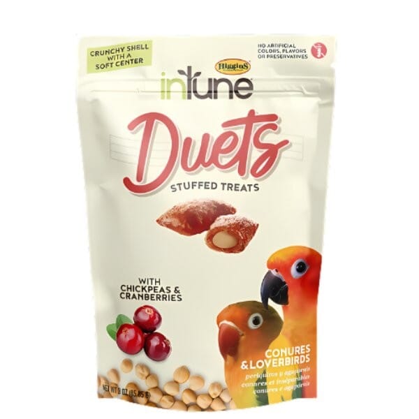 Higgins InTune Duets Stuffed Chikpeas and Cranberry Cockatiel and Conure Bird Treats - 3 Oz