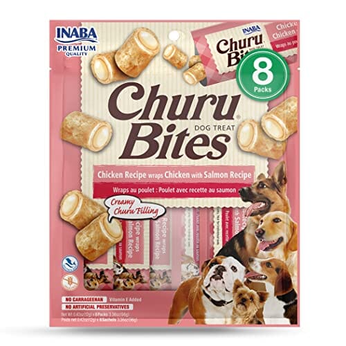 Inaba Churu Bites Soft and Chewy Dog Treats - Chicken and Salmon - .42 Oz - 8 Pack - 6 Pack