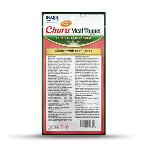 Inaba Churu Complete and Balanced Chicken and Beef Dog Food Meal Topper Pouch - Image 2