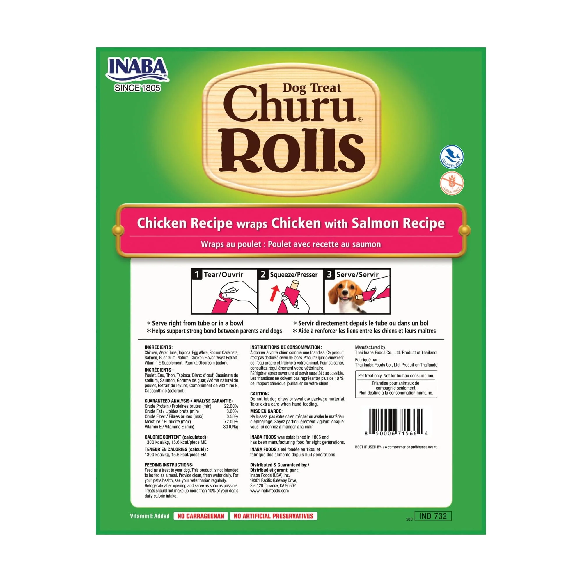 Inaba Churu Rolls Chicken and Salmon Soft and Chewy Dog Treats - 4.2 Oz - Case of 6 - Image 2