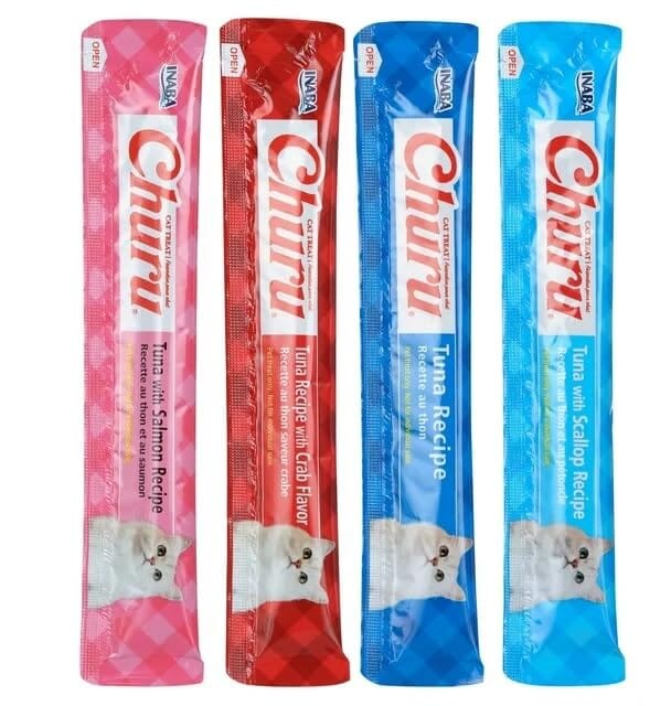 Inaba Churu Tuna Lickable and Squeezable Puree Cat Treat Pouches - Variety Pack - .5 Oz - Case of 40 - Image 3