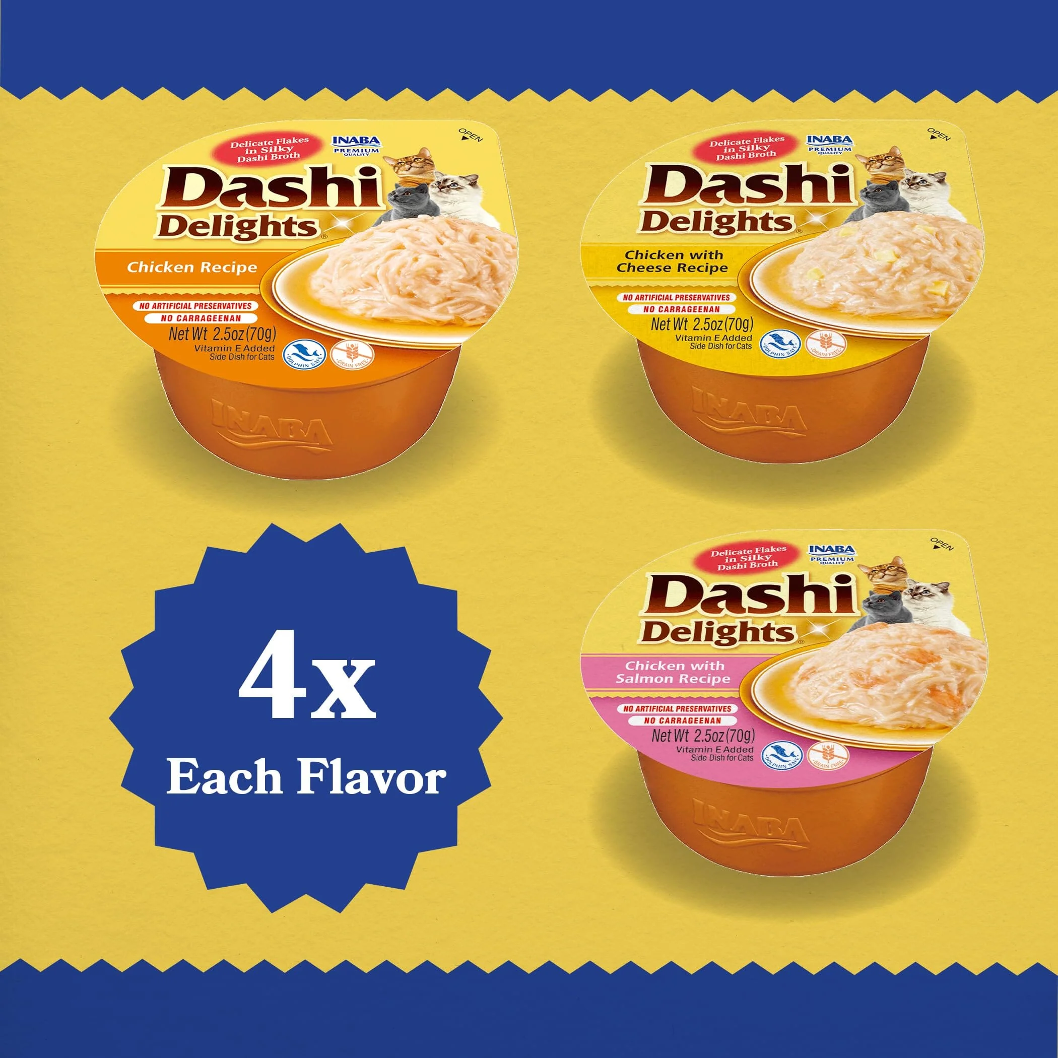 Inaba Dashi Delights Chicken Cheese and Salmon Wet Cat Food Trays - Variety Pack - 2.5 Oz - Case of 12 - 8 Pack - Image 4