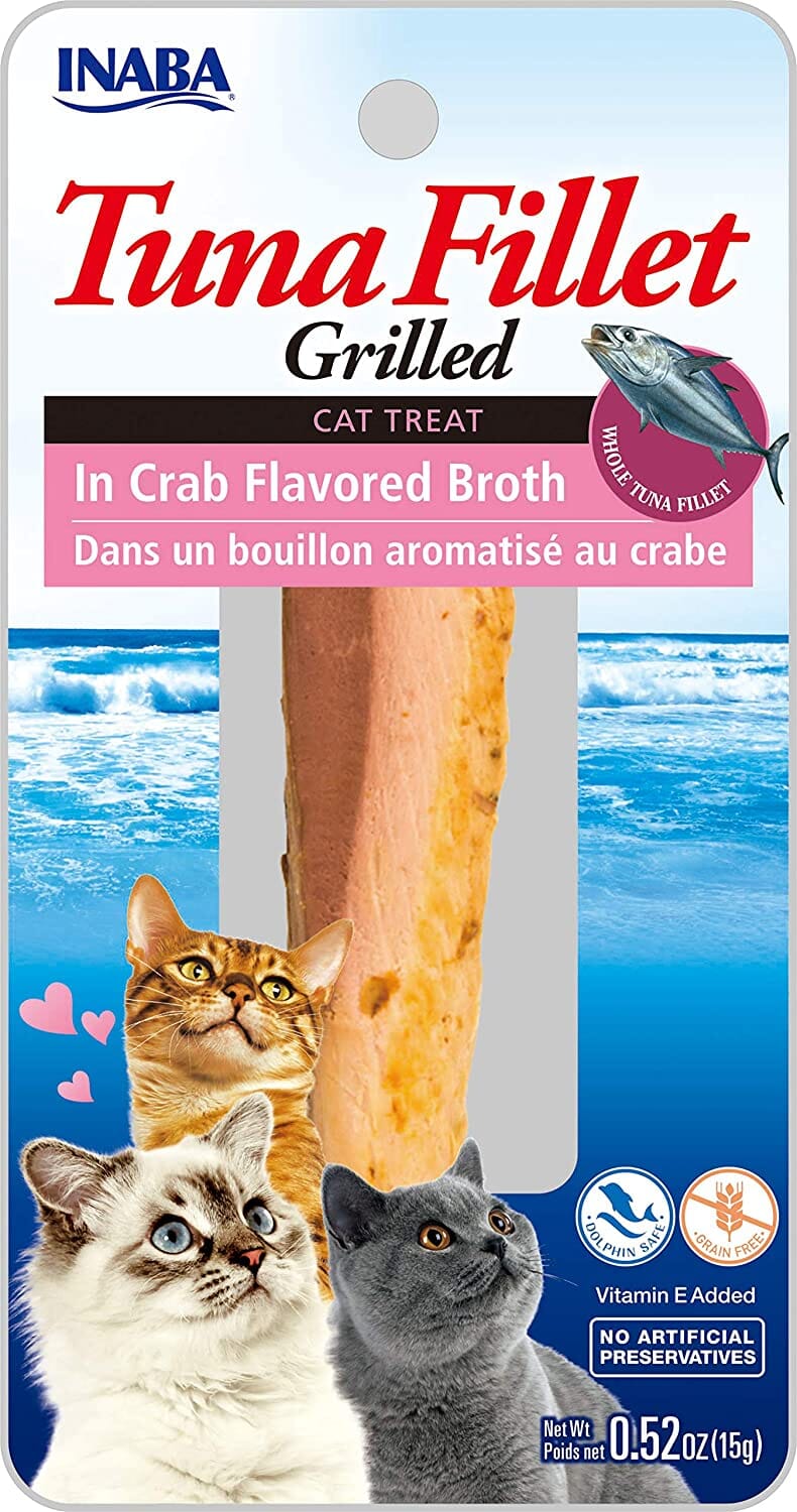 Inaba Tuna Fillet Grilled with Flavored Broth Cat Treats - Crab - .52 Oz - 6 Pack