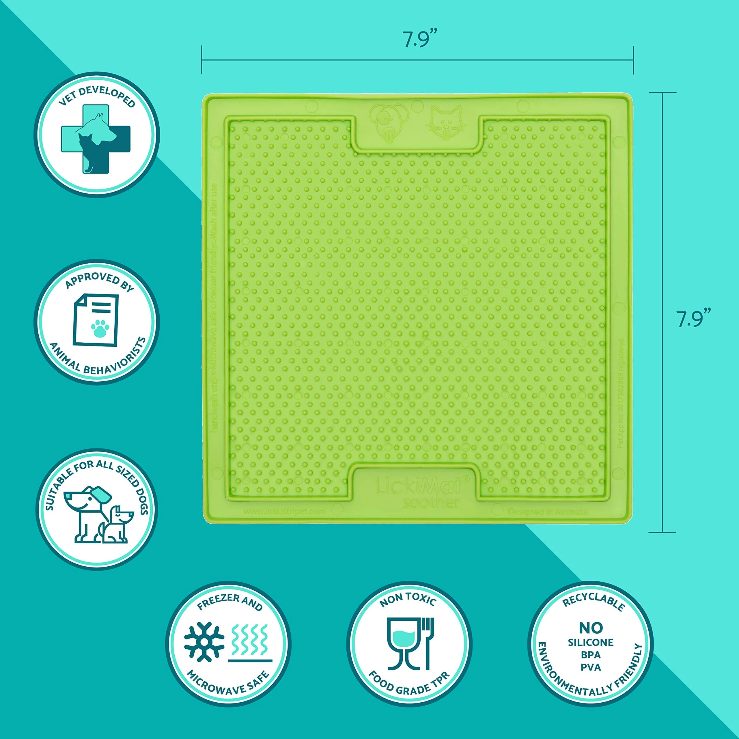 Innovative Pet Lickimat Classic Buddy Slow Feeding Mat for Cats and Dogs - Green - Image 3