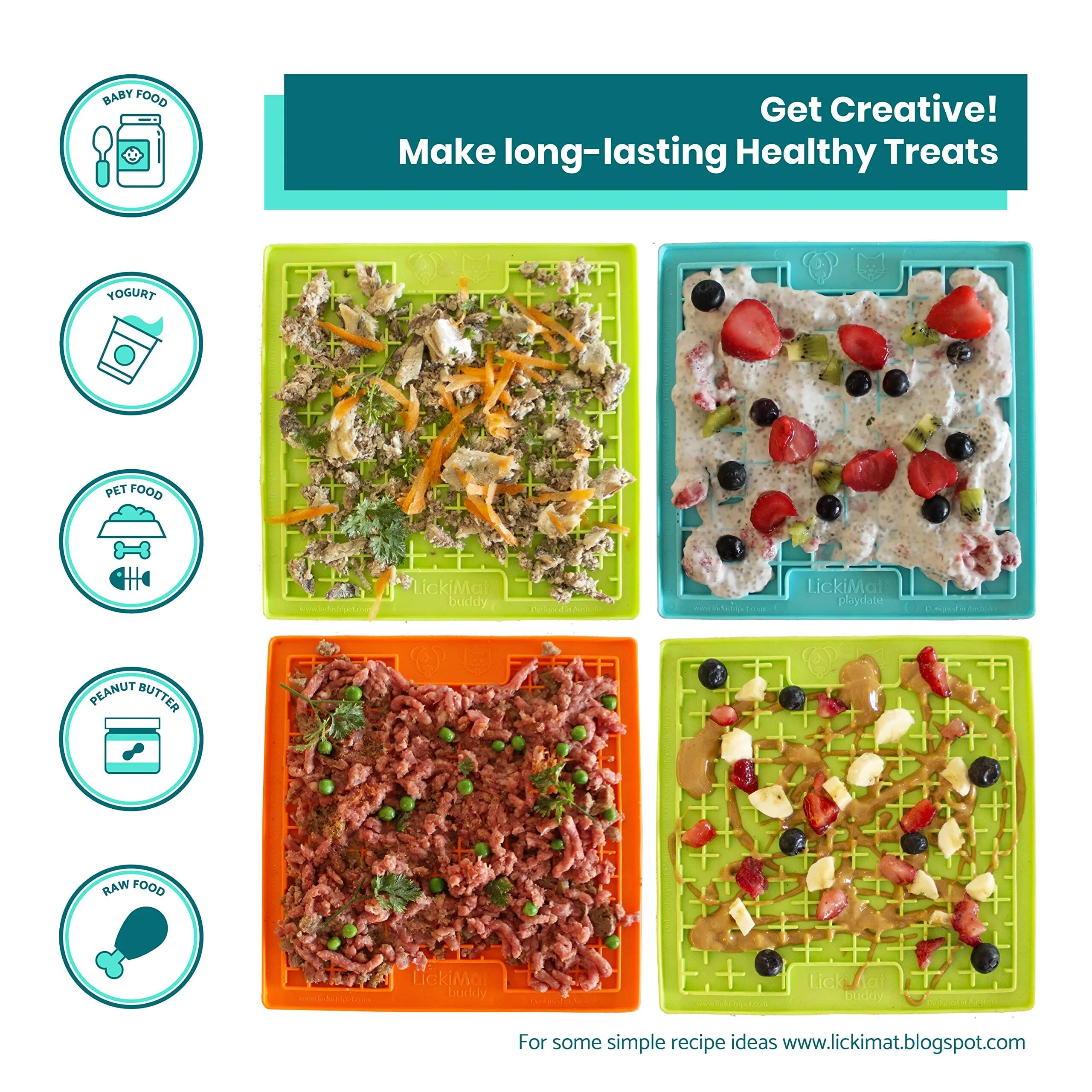 Innovative Pet Lickimat Classic Playdate Slow Feeding Mat for Cats and Dogs - Purple - Image 4