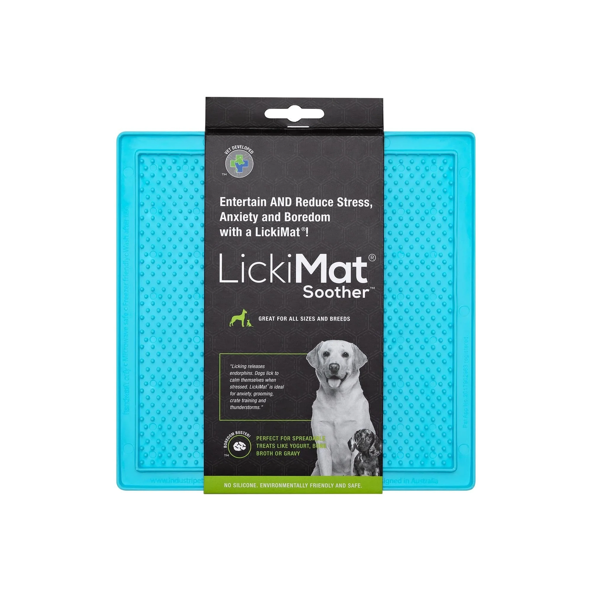 Innovative Pet Lickimat Classic Soother Slow Feeding Mat for Dogs - Turquise