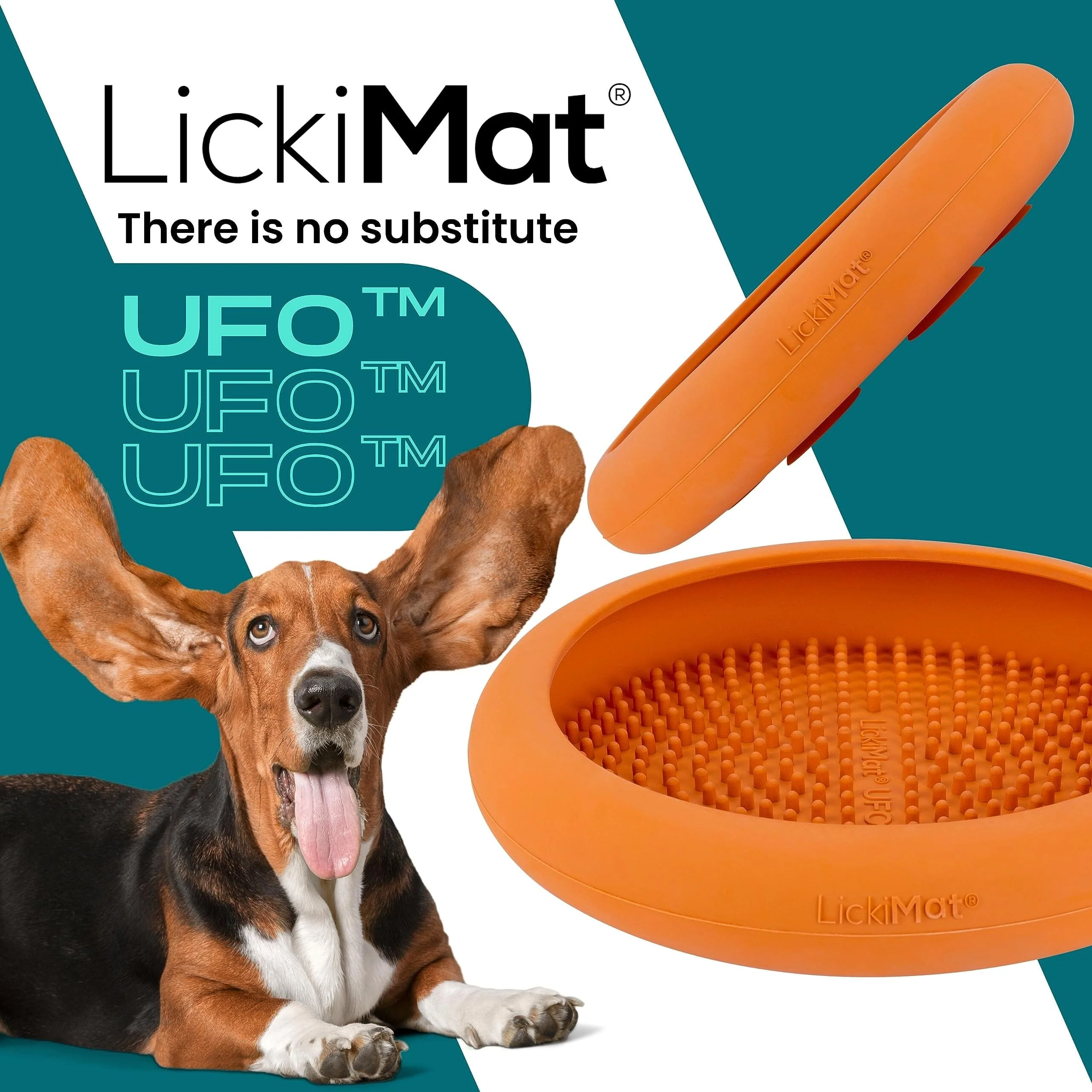 Innovative Pet Lickimat UFO Suction Grip Slow Feeding Rubber Cat and Dog Bowl - Orange - Image 7