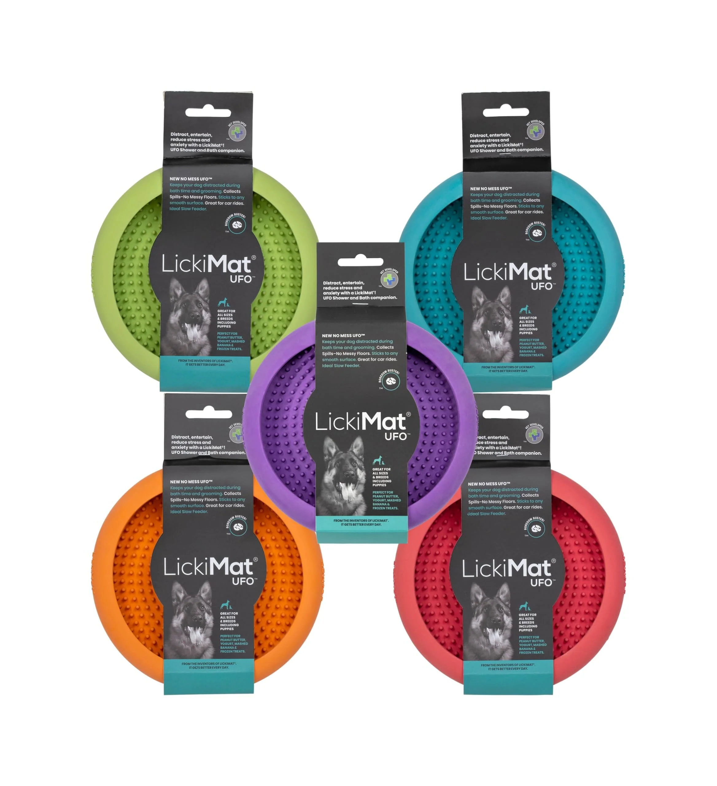 Innovative Pet Lickimat UFO Suction Grip Slow Feeding Rubber Cat and Dog Bowl - Purple - Image 2