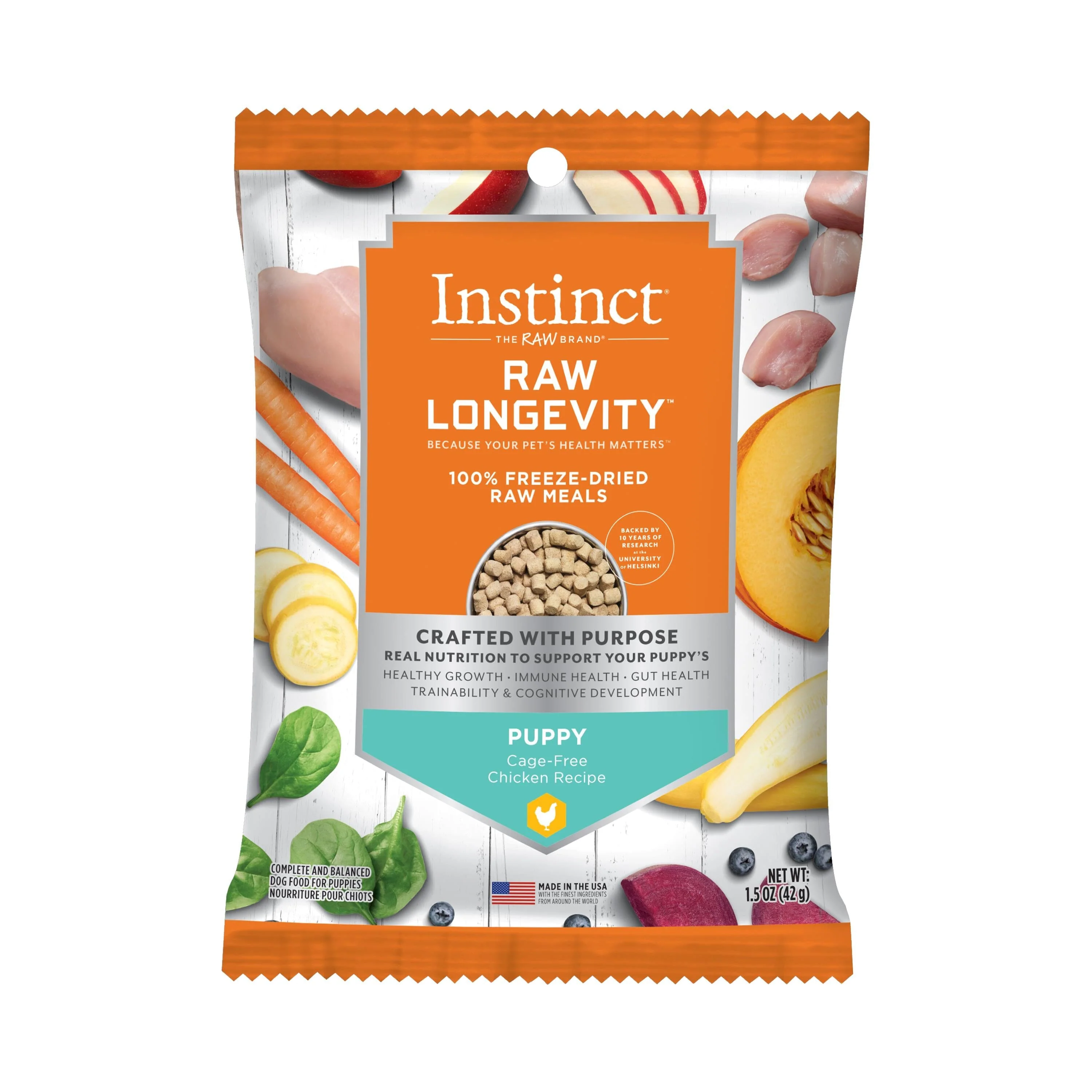 Instint Longevity 100% Chicken Freeze-Dried Puppy Dog Food - 1.5 Oz