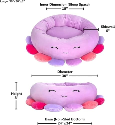 Jazzwares Squishmallows Beula Octopus Rounded Ultra-Soft Cat and Dog Bed - 30 Inch - Image 3
