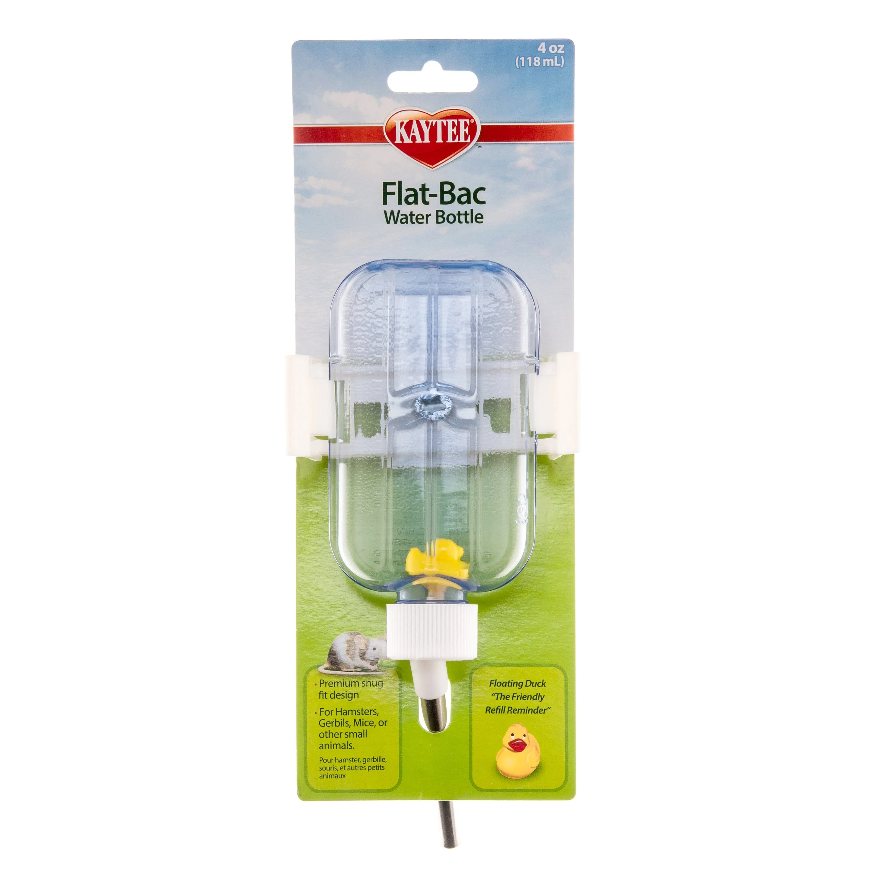 Kaytee Flat-Bac Water Bottle Clear - 4 Oz