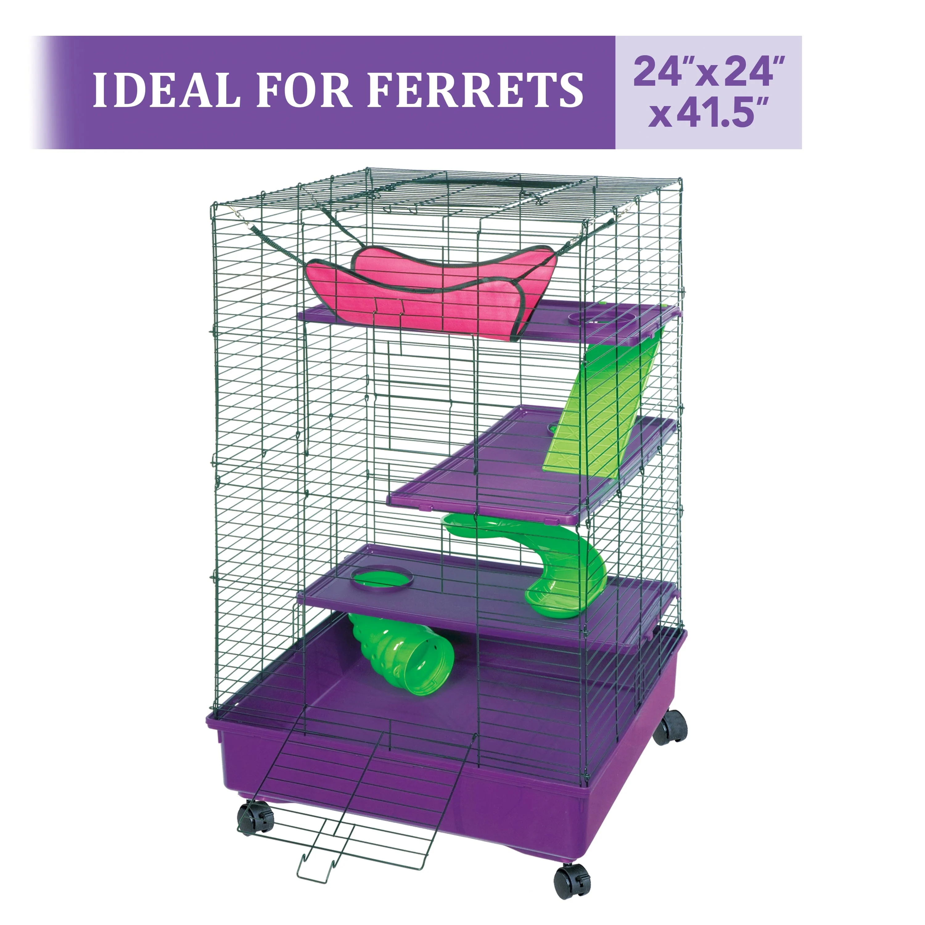 Kaytee My First Home Deluxe 2X2 Multi-Level Pet Home With Casters - 24 in X 24 in X 41.5 in
